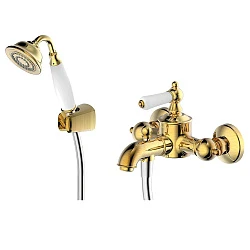 Смеситель для ванны с душем Bravat ART F675109U-B1-RUS белый/бронза