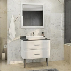 Тумба с раковиной Comforty Империя 80 00-00004025CF белая, с антрацитовой столешницей