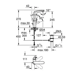 Смеситель для раковины Grohe Eurostyle New 23569LS3 белый
