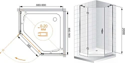 Душевой уголок Cezares Bergamo 90x90см BERGAMO-W-P-1-90-C-Cr-L-IV профиль хром, стекло прозрачное