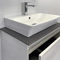 Тумба с раковиной Comforty Прага 60 дуб 00003465CF белая, с антрацитовой столешницей