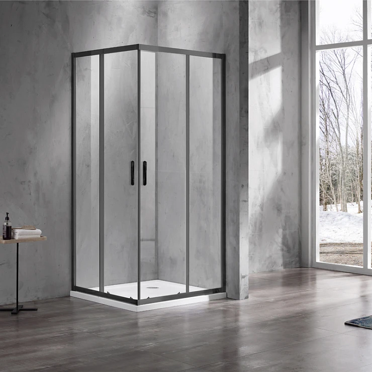 Душевой уголок Azario Milton 90х90см AZ-ND1142 900 Black профиль черный, стекло прозрачное