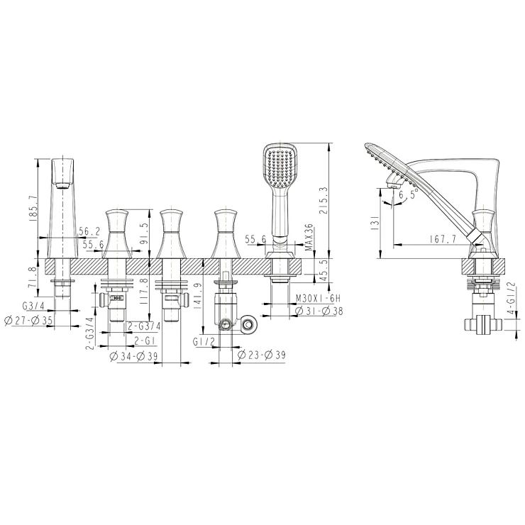 Смеситель на борт ванны Bravat Whirlpool F578112C хром