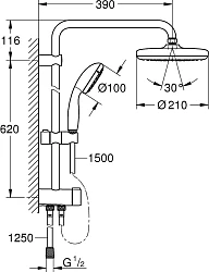 Душевая стойка Grohe New Tempesta System 26381001 хром