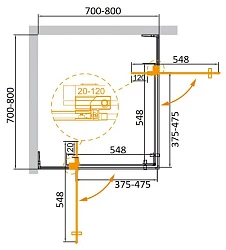 Душевой уголок Cezares Slider 80x80см SLIDER-A-2-70/80-C-Cr профиль хром, стекло прозрачное