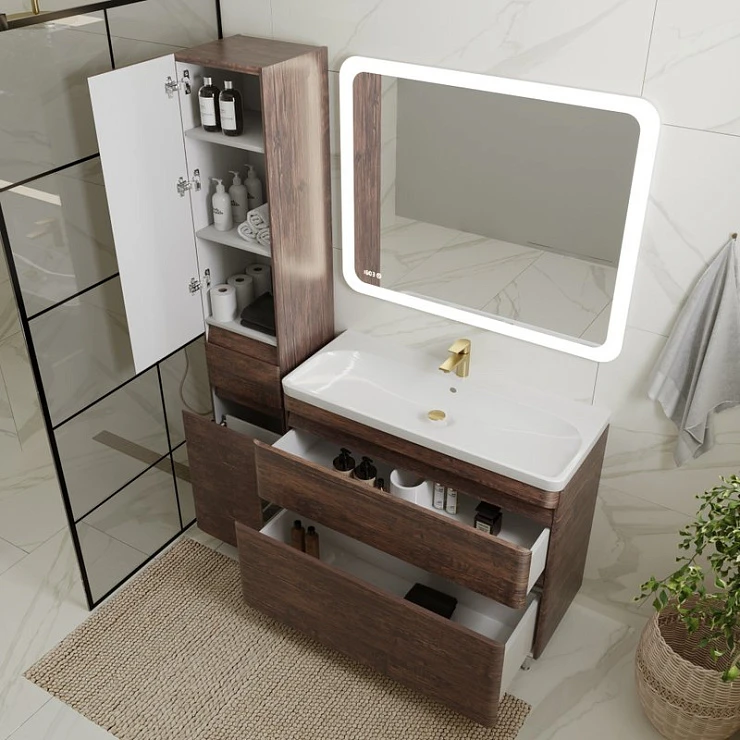 Тумба с раковиной Style Line Атлантика 100 напольная, старое дерево