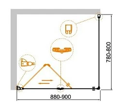 Душевой уголок Cezares Eco 90x80см ECO-O-ASH-1-90/80-C-Cr профиль хром, стекло прозрачное