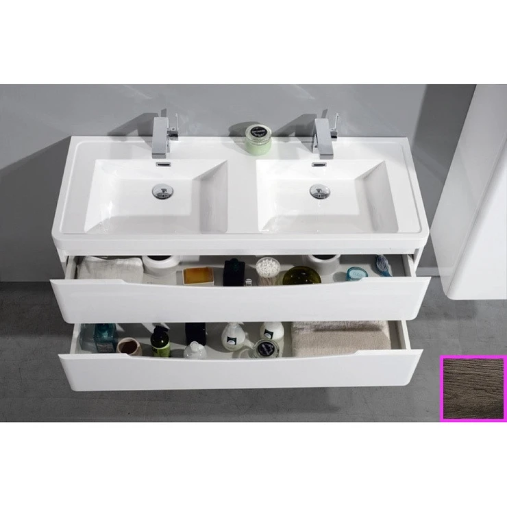 Тумба с раковиной BelBagno Ancona 120 с двойной раковиной, темный дуб