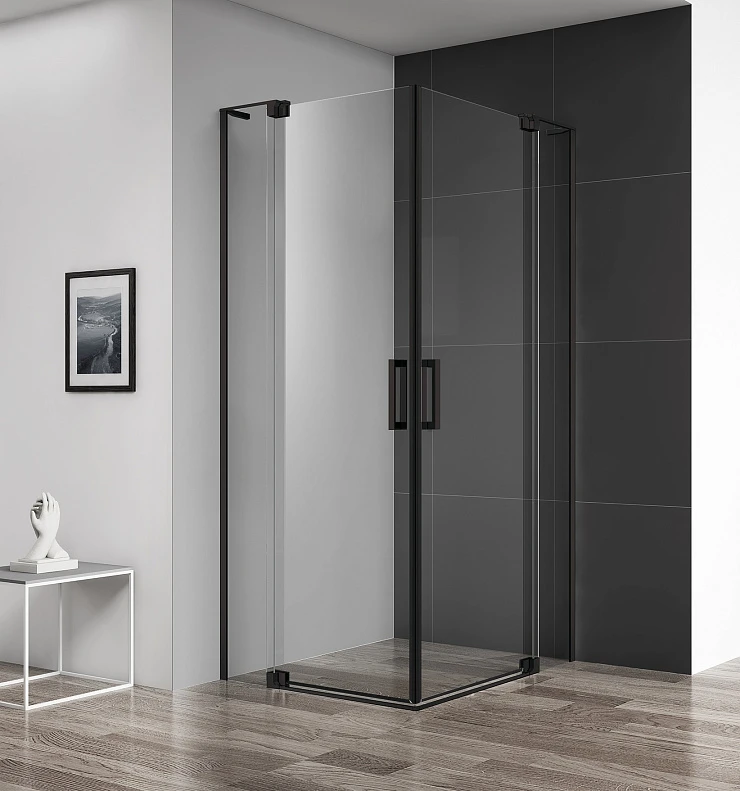 Душевой уголок Cezares Slider 90x90см SLIDER-A-2-80/90-C-NERO профиль черный, стекло прозрачное