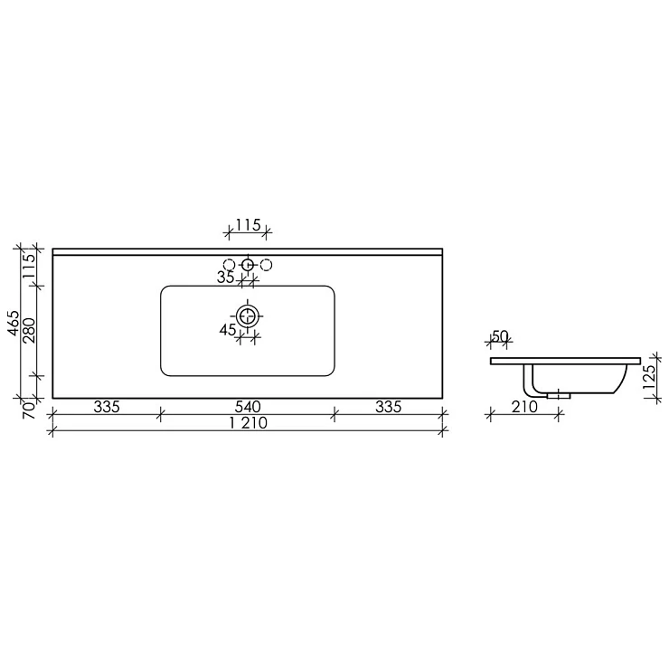 Раковина встраиваемая Ceramica Nova Element 120см CN7006 белая