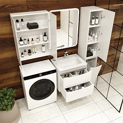 Тумба с раковиной Style Line Бергамо мини 60 антискрейч белый матовый