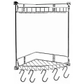 Полка Wasserkraft K-1222 2-ярусная, угловая, с крючками, хром