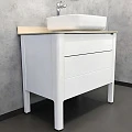 Тумба с раковиной Comforty Лондон 90-2 00004138841 белая глянцевая, с бежевой столешницей