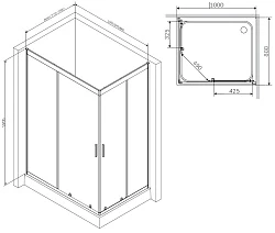 Душевой уголок AM.PM Gem 100x80см W90G-404-100280-MT профиль хром, стекло прозрачное