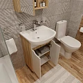 Тумба с раковиной DIWO Углич 50 белый / светлое дерево