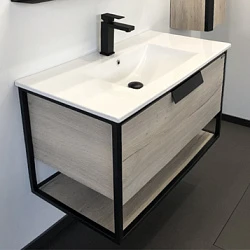 Тумба с раковиной Comforty Бонн 90 дуб дымчатый