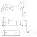 Акриловая ванна AM.PM Gem 150x70 с каркасом, шторкой и душевой системой W90ASET-150D3W5 белая