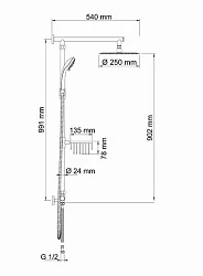Душевая стойка Wasserkraft Wern A038 хром матовый