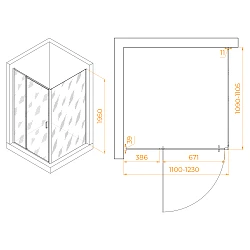 Душевой уголок RGW PA-078B 110x110 см 350807812-14 профиль черный матовый, стекло прозрачное