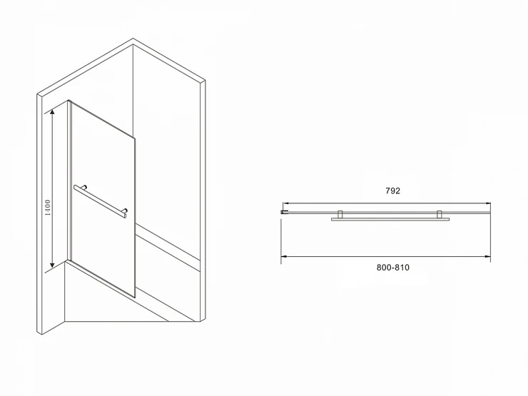 Шторка на ванну ABBER Immer Offen 80x140см AG70080B профиль черный, стекло прозрачное
