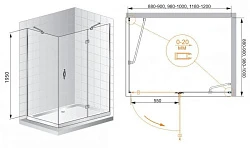 Душевой уголок Cezares Bergamo 120x100см BERGAMO-W-AH-1-120/100-P-Cr-R профиль хром, стекло рифленое