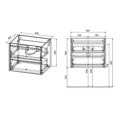 Тумба под раковину Vincea Gio VMC-2G600NO  подвесная