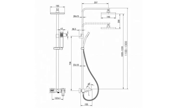 Душевая стойка Lemark Contest LM5862CW белый / хром