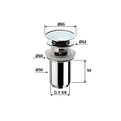 Донный клапан с переливом Remer 905CC114NO чёрный