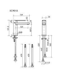 Смеситель для раковины Sancos Studio SC9015GG вороненая сталь