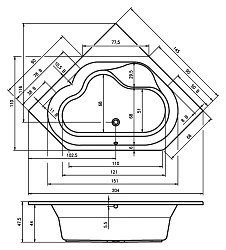 Акриловая ванна Riho Winnipeg 145x145 B010001005 белая глянцевая