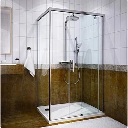Душевой уголок GuteWetter Slide Rectan GK-863A L 80x130 см, хром матовый, 6 мм матовое стекло