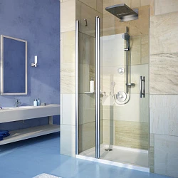 Душевая дверь в нишу GuteWetter LUX DOOR GK-602A 130х200 правая, профиль хром, стекло прозрачное