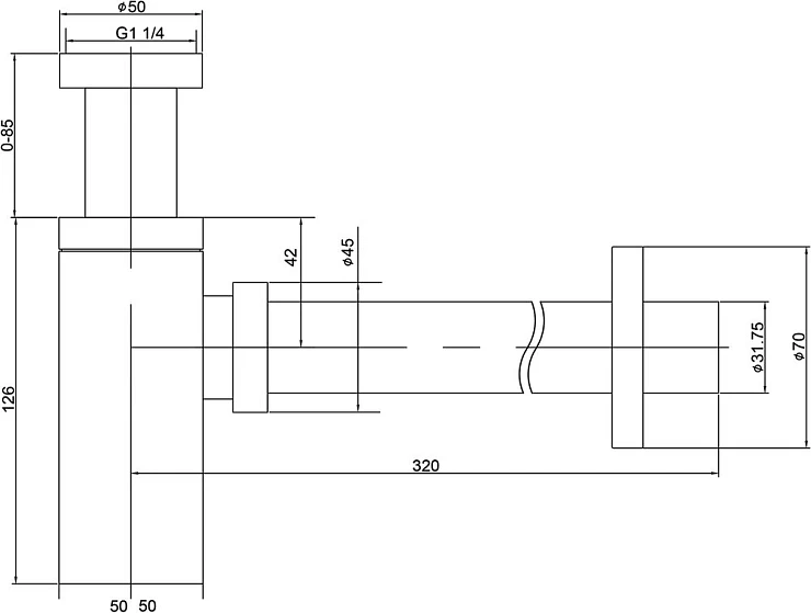 Сифон для раковины Timo 958/03L черный матовый