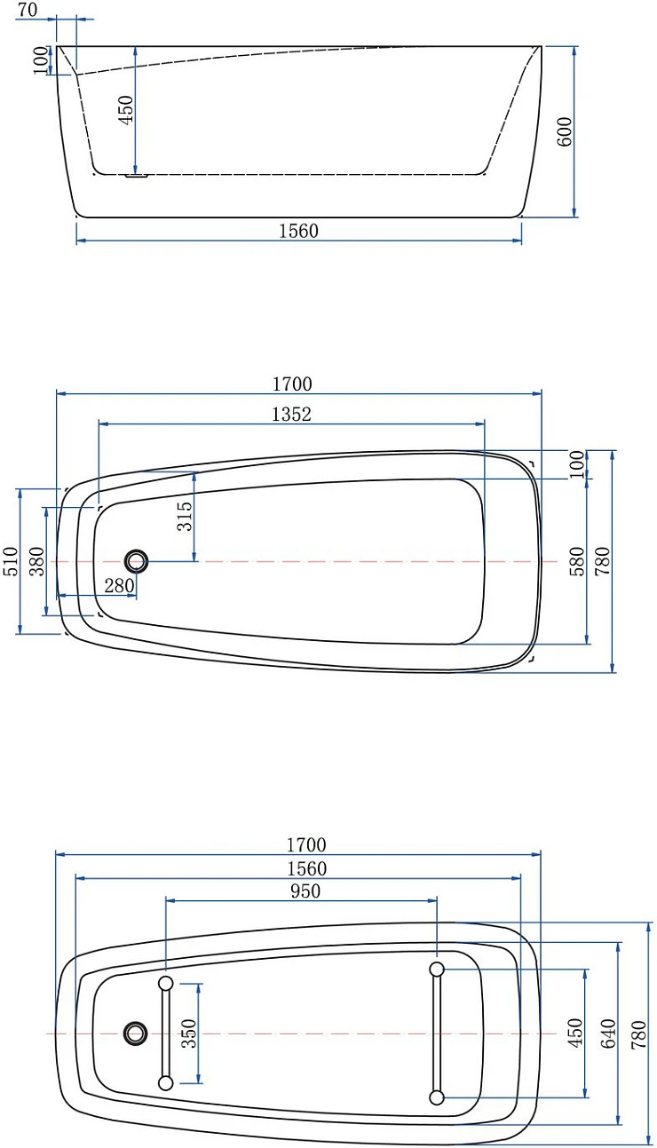 Акриловая ванна Aquanet Trend 170x78 90778 Matt Finish 260052 белая матовая