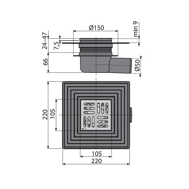 Душевой трап AlcaPlast APV26C хром