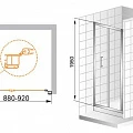 Душевая дверь в нишу Cezares 90см ANIMA-BS-90-С-Cr профиль хром, стекло прозрачное