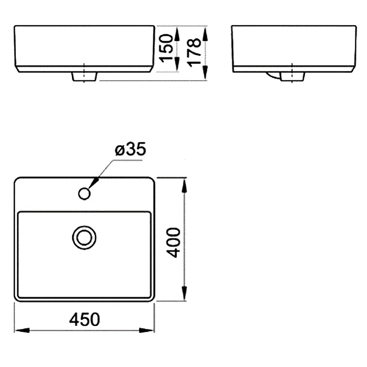 Раковина накладная AQUATON Geometry WQ8A37000000004 45х40 см, белая глянцевая