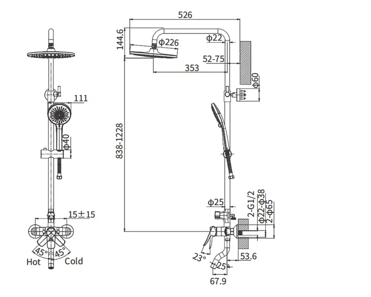 Душевая стойка ARROW AG3309CP хром