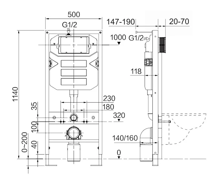 Система инсталляции для унитазов Ceramica Nova Envision Flat CN1002CH с кнопкой хром