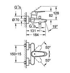 Смеситель для ванны с душем Grohe Eurodisc Cosmopolitan 33390002 хром