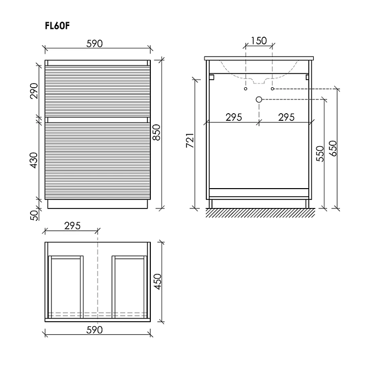 Тумба под раковину Sancos Folk Floor 60 FL60FGS напольная, Grey soft