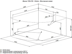 Акриловая ванна Aquanet Vitoria 130x130 204049 белая глянцевая