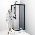 Душевой уголок AM.PM Gem S 100х80см W93G-404-100280-BT профиль черный, стекло прозрачное