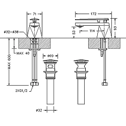 Смеситель для раковины Bravat DIAMOND F118102C-ENG хром