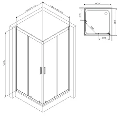 Душевой уголок AM.PM Gem 90x90см W90G-403-090MT профиль хром, стекло прозрачное