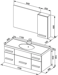 Мебель для ванной Aquanet Данте 110 L белый 1 навесной шкафчик