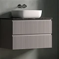Тумба с раковиной Sancos Snob R 100 со столешницей черный мрамор, серая