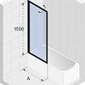 Шторка на ванну Riho Lucid GD501 80x150см G005046121 профиль черный, стекло прозрачное