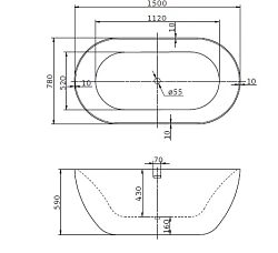 Акриловая ванна BelBagno 150x78x59 BB27 белая глянцевая