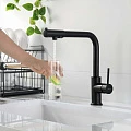 Смеситель для кухни Aquatek Европа AQ1386MB с краном для питьевой воды, матовый черный